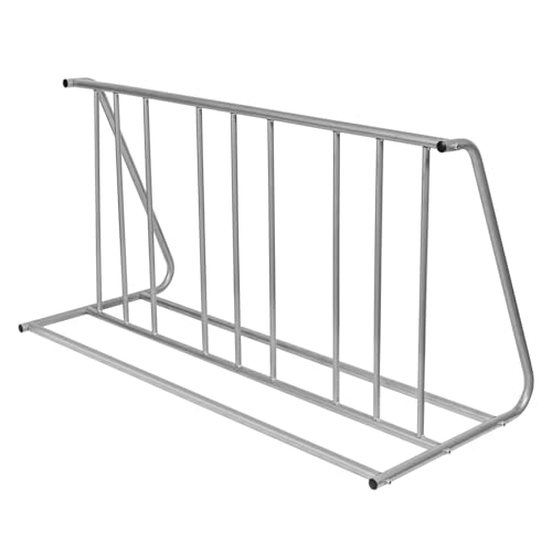 MyGift Large Silver Metal Double Sided Vertical Grid Bicycle Park Rack Stand, Floor Standing Bike Storage Holder for Indoor Garage or Outdoor Parking, 6-Bicycle Capacity