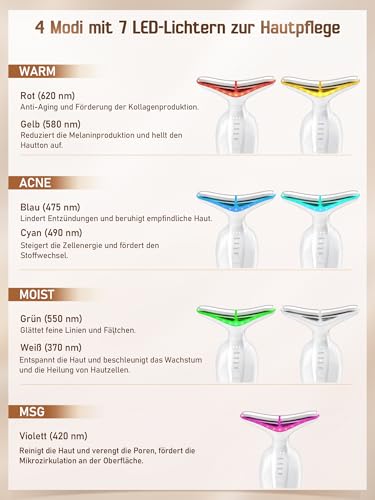 Gesichtsmassagegerät Face Lifting Gerät Gesicht: EMS Gua Sha Elektrisch 7 Farben 4 Modi - Anti Gegen Falten Beauty Device 45℃ Heat Therapy - Massagegerät Gesicht Tool Hautstraffung Hals Damen Herren