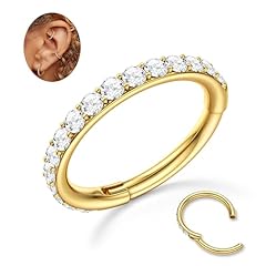 14K Gold Plated-Big CZ Nose Hoop