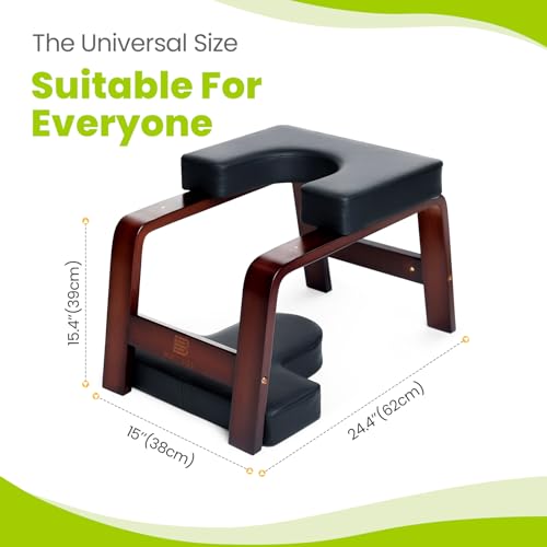 Image of Yoga Headstand Bench, Stand Yoga Chair for Balance Training, Core Strength Building, Upside Down Chair for Relaxation, Handstand Trainer Inversion Chair for Home Gym (Chocolate Black)
