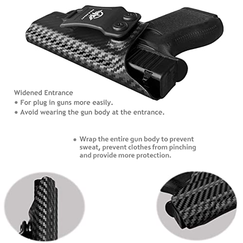 Glock 43X 43 Holster,Carbon Fiber Iwb Kydex Holster For G43X/G43 Gen 1 2 3 4 5 Pistol Case - Inside Waistband Concealed Carry Holster- Adjustable Cant Guns Accessories,Right Hand/Black #TOP5