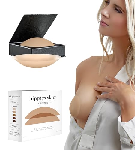 Nippies Nipple Covers for Women - Reusable Sticky Silicone Pasties with Travel Case - Original Circle or Lift Style Available
