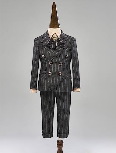 Costume garçon à rayures smoking confortable qui ne plisse pas - 3