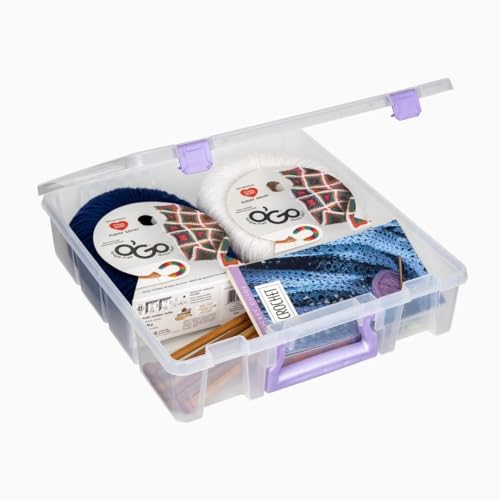 Image of ArtBin Essentials 12 x 12 One-Compartment Craft Box, Clear | One Open Compartment, 15.25 x 14 x 3.5 Inches, Secure Latches, Stackable, Durable Polypropylene