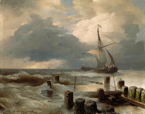 Cuadro en lienzo paisaje marino de Achenbach 60x90cm SERENDIPITP para dormitorio