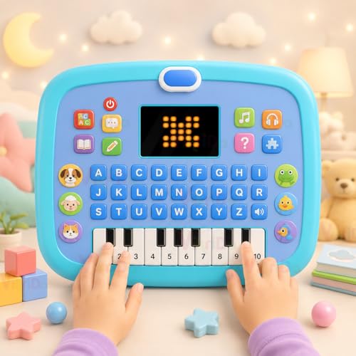 Image of Vikrida Educational Learning Kids Laptop Tablet Computer Plus Piano with led Screen Music Fun Toy Activities for Kids Toddlers to Learn Alphabet ABC /Numbers /Words (Age 1- 6 Year Old)