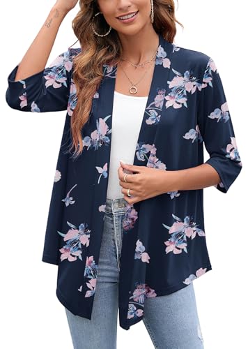 Image of Heymoments Women's Lightweight Open Front Cardigans 3 /4 Sleeve Casual Soft Drape Fall Cardigan S-2XL