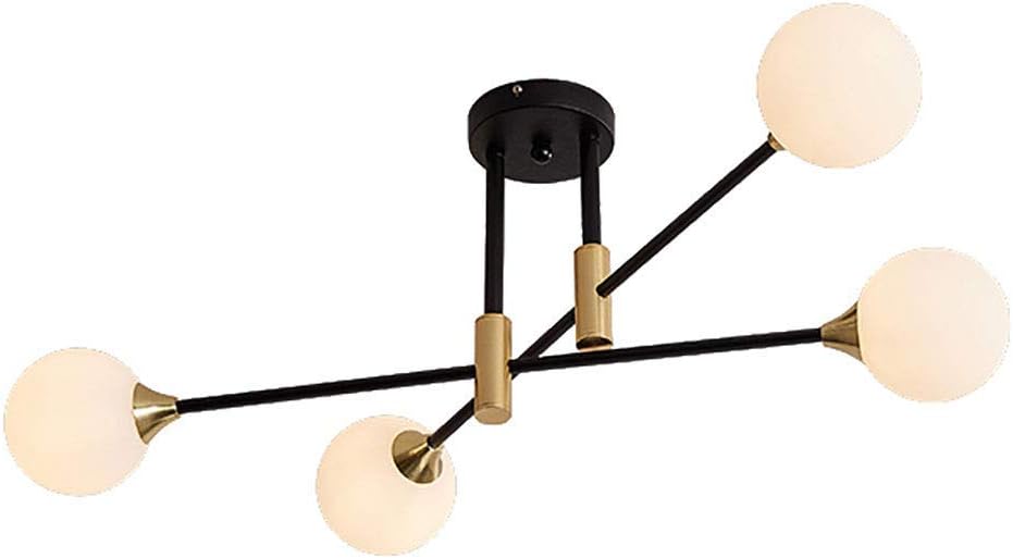 8 Lights Chandelier Sputnik Mid Century Pendant Lighting Glass Globe Industrial Iron Ceiling Light Fixture for Kitchen Dining Room Living Room,Golden,4 Lights