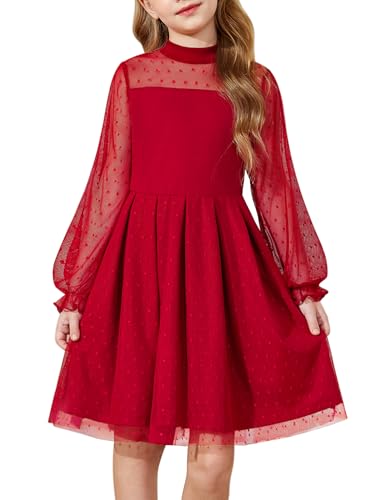 Arshiner Kleid für Mädchen Rot Weihnachtskleid Mode Partykleid...