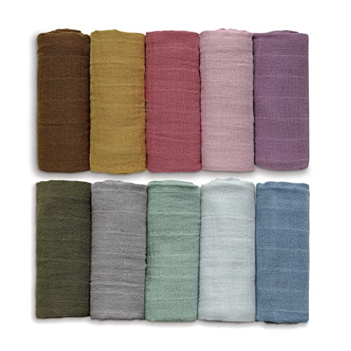 Image of Muslin Receiving Blankets, Neutral Blanket Swaddling for Newborn Boys and Girls, 5 Pack Breathable and Skin-Friendly Swaddle Wrap for Infant Baby (4)