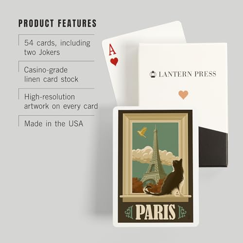 Naipes poker Paris Francia Torre Eiffel y gato miniatura 3