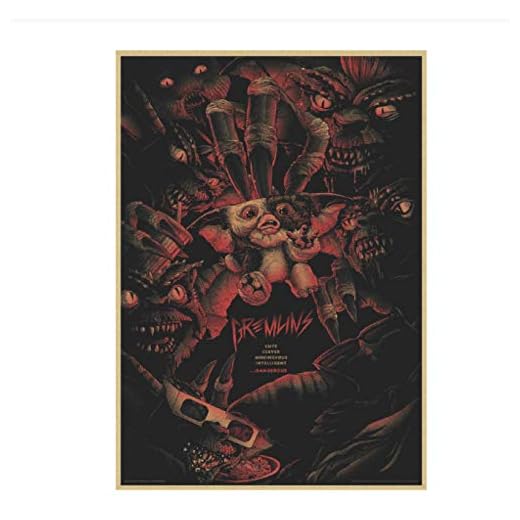 DPFRY Cuadro De Lienzo Fantasía Película De Terror Gremlins Cartel E Impresión Estilo Retro Arte Decorativo De Pared Pegatinas Carteles para El Hogar Kz887Xw 40X60Cm Sin Marco