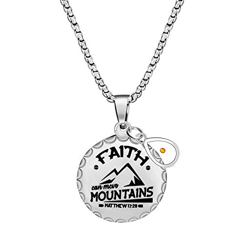 Uloveido Charms Christian Faith Cross Mountain Necklace Mustard Seed Pendant Inspirational Religious Jewelry Gifts for Women or Men Y954 (Drop)