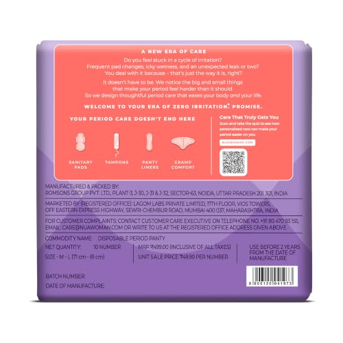 Image of Nua Comfort Disposable Period Panties (M-L) | Pack of 10 Panties | Disposable | 360 Coverage | Zero Irritation | 4x Comfort | For Heavy Flow | No rashes | Leakproof | Seamless | 100% Toxic-Free, Dermatologically Tested
