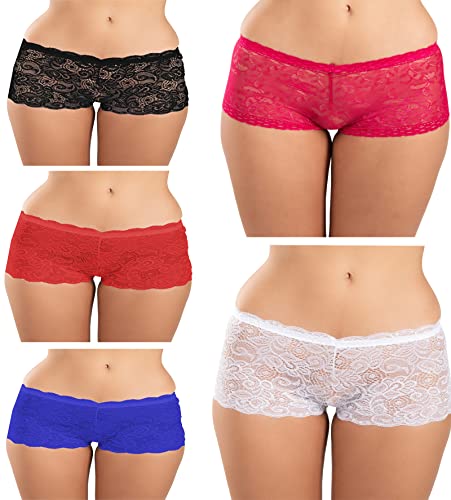 Image of FIMS - Fashion is my style Cotton Lycra Net Boy Short Panty for Womens, Mid Rise, Satin, Hipster Panties, Daily Use, Back and Front Coverage, Brief, See Main Image to Check How Many Panty You Will Get