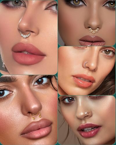 COCHARM Non-piercing Septum Ring, Random 20pcs Fake Hoop Septum Ring for Women Men, No Pain Faux Nose Ring Non Piercing2