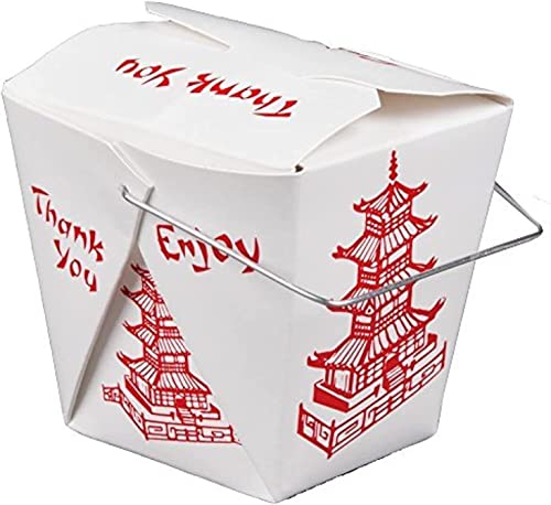 Bits N Things Pagoda Chinese Take Out Boxes With Wire Handle 16 Oz/Pint Size (25 Count) #TOP8