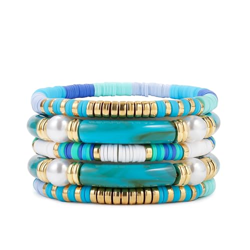 Elegance 11 designs colorful bracelets for women Surfer Thick Tube Heishi Summer Beach Beaded Stackable Boho Stretch Bracelets