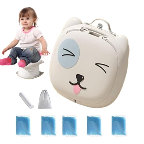 Orinal de viaje para niños, inodoro plegable para automóvil, incluye papel esponjoso de 9.4 x 6.7 pulgadas, diseño compacto con papeles absorbentes, inodoro portátil para niños que viajan