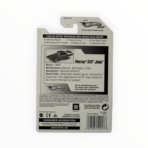 Hot Wheels Collectible Diecast Car Pontiac GTO Judge miniatura 2