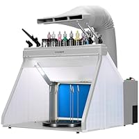 VIVOHOME Airbrush Absauganlage tragbare Spritzkabine mit 3 LED Beleuchtung mit Farb- und Spritzpistolenständern Drehtisch und Filterschwamm für Kuchen Nagel Spielzeug Modellbau Lackierarbeiten