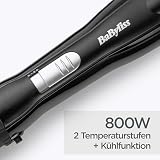 BaByliss Shape & Smooth Warmluftbürste – Leistungsstarke 800W Föhnbürste, 30mm & 20mm Aufsätze, Kaltluftfunktion, Schnelles Trocknen & Styling, ideal für kurzes Haar, Schwarz, AS82E