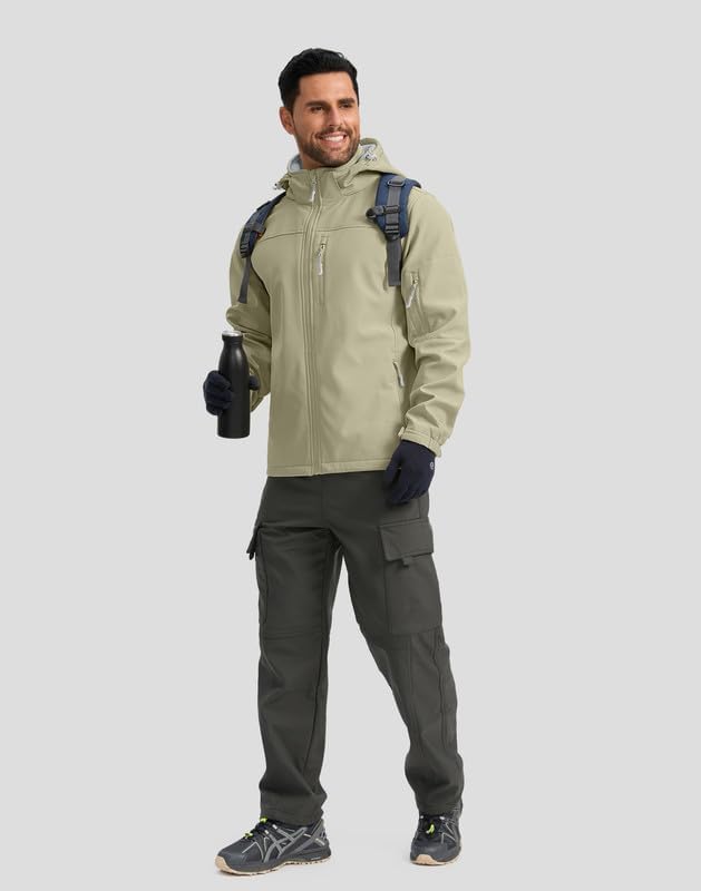 Pudolla Men's Softshell Jacket Fleece Lined Water Resistant Hooded Winter Coats for Men Outdoor Work Hiking with Pockets - Image 3