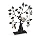 Relaxdays 10033021 Albero Portagioielli, Espositore 96 Fori per Orecchini, 42x35x8 cm, Portagioie con Cestino per Collanine, Nero, 1 pz