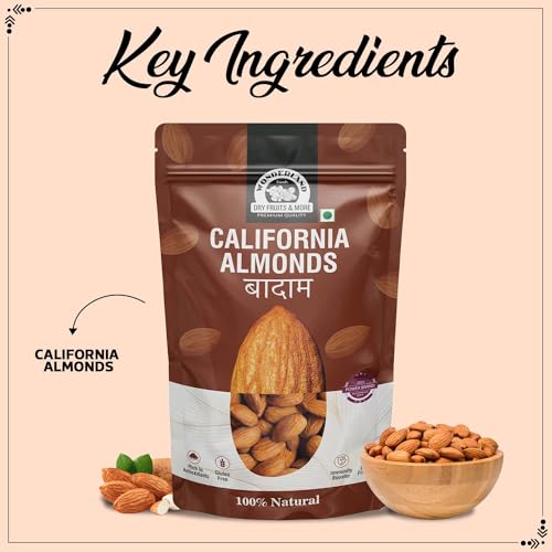 Image of WONDERLAND FOODS (DEVICE) 800 Gram (400 Gram X 2) California Almond NP (Badam) Pouch|Dried