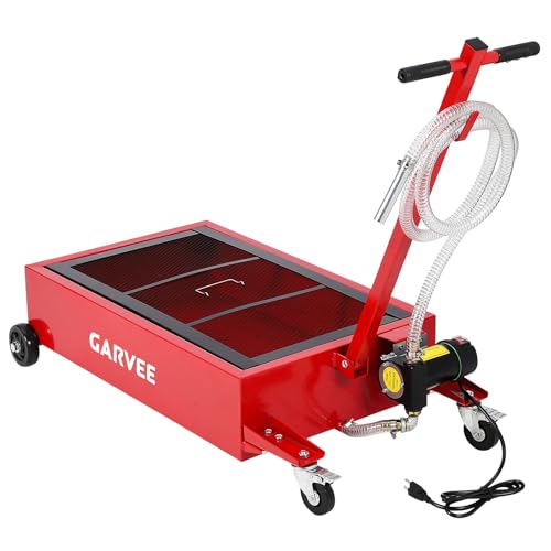 Image of Garvee 20 Gallon Oil Drain Pan Oil Drain Tank with 110V Electric Pump, 76L Low Profile Oil Drain Pan, Oil Change Pan with T Foldable Hand and Wheels, 8FT Hose Oil Drain Cart (Electric Pump-20 Gallon)