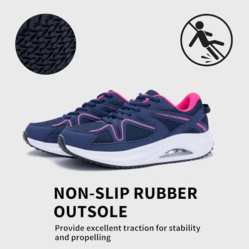 Image of SURRAY Womens Walking Shoes for Plantar Fasciitis, Arch Support Orthotic Sneakers Comfortable Tennis Shoes for Foot Pain Relief PinkGrey US Size 6-11