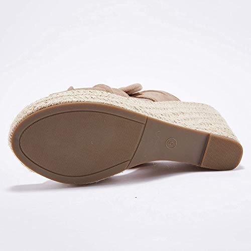 Image of Womens Espadrilles Wedge Sandals Slides Platform Slip on Bow Knot Open Toe Summer Mules Shoes