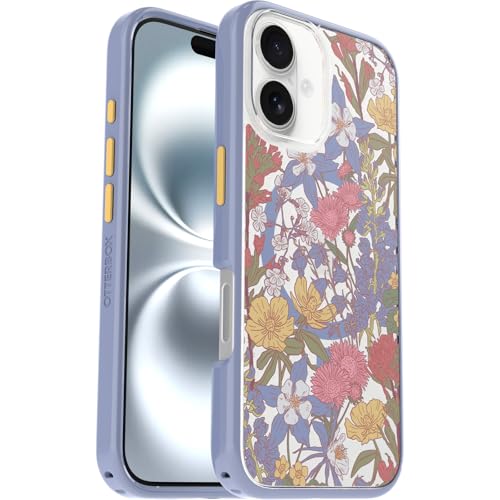 Image of OtterBox iPhone 16 Symmetry Series Clear Case - Floral Purple - Ultra-Thin, Sleek iPhone Case, Floral iPhone Case