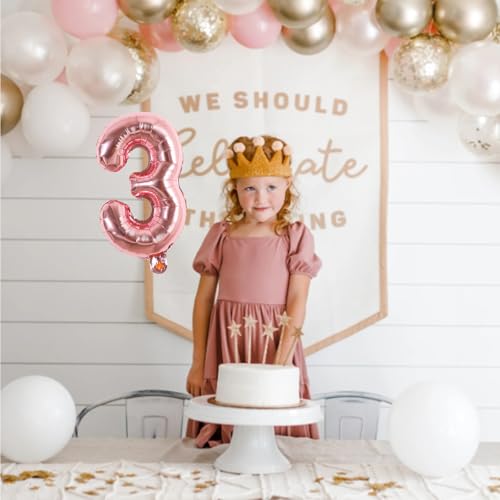 Image of TONIFUL Number Balloon 16 Inch 10Pcs Rose Gold 0-9 Birthday Number Balloons