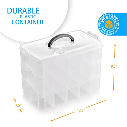 Bins & Things Stackable Storage Container With 30 Adjustable Compartments, Clear, X-Large #TOP2