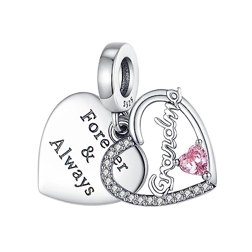 BEEUVIP Ti amo nonna, il cuore penzola. Charm per bracciali, ciondoli in argento 925, perline per collane, per la festa della mamma, compleanno, regalo di Natale