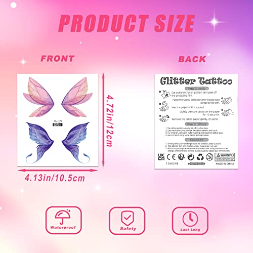 Coszeos Glitter Butterfly Makeup Temporary Tattoos For Women Girls, 13Sheets Colorful Butterflies Wings Fake Tattoo Stickers Waterproof For Face Eye Makeup Birthday Party Favors Gifts #TOP5