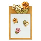 lavagna thun DIMENSIONI: 35x4.5x21 cm h THUN, Lavagnetta in Legno con Fiore di Calendula in Ceramica Decorata a Mano, Linea Racconti d\'Autunno, 35x4.5x21 cm h