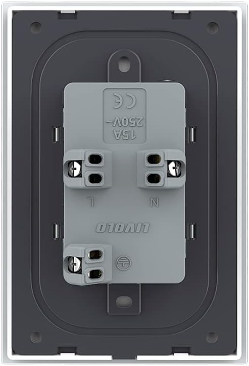 LIVOLO White US Standard Vertical Duplex Receptacle Electrical Outlets (4 Pack with Tempered Glass Panel(15A),AC 110~220V