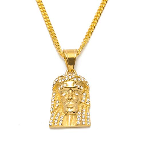 Collier hip hop glacé acier inoxydable pendentif chaîne homme mode urbaine