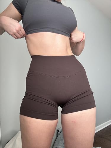 Image of AUROLA Influence Workout Shorts for Women,2.5 3.5 4.5 5.5 6.5 No Roll Up Squat Proof Scrunch Seamless Compression Gym Short