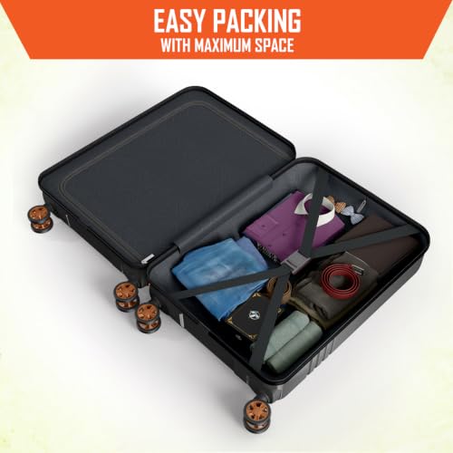 Image of Safari Genius Cabin Trolley Bag with Laptop Compartment, Hardside Polycarbonate Small (55cm) Suitcase | 360 8 Wheel Spinner Travel Luggage| Recessed Combination Lock|Paradox| Gunmetal
