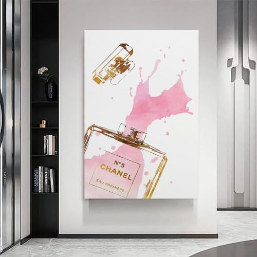 Image of BanLaArt Fashion Gold Perfume Bottle With Pink Splash Canvas Print Poster Decorative Painting Canvas Wall Art Picture Print Modern Family Bedroom Decor 08x12inch(20x30cm), style-2