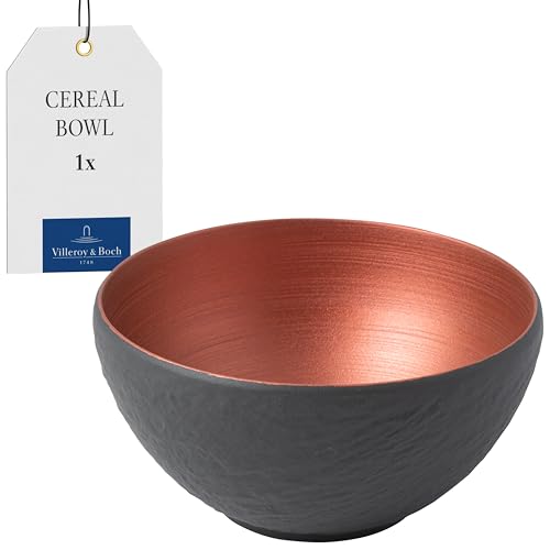 Villeroy & Boch - Manufacture Rock Glow Bowl, Elegant Dish Made from Premium Porcelain in a Refreshing Combination of Copper and Black, Dishwasher Safe