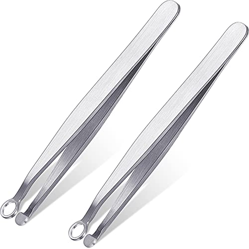 2 Pieces Nose Hair Tweezers Nose Hair Trimming Tweezers Stainless Steel Round Head Tweezers Eyebrow Clippers Trimmer Water Resistant for Men Women Sideburns, Brow, Body, Noses