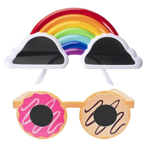 IDNVFY 2 peças de óculos de sol de estilo divertido, decoração de aniversário, óculos de sol criativos, fotos de fotos de festa.
