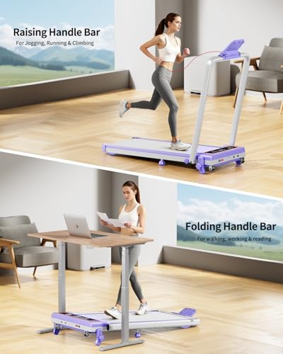 Image of Folding Walking Pad with 15% Incline /RGB Light /Dual Screen Display, 3.5HP Treadmills for Home, Portable Walking Pad Treadmill with Handle Bar and 4 Adjustable Incline, 350lbs Capacity, Smart App
