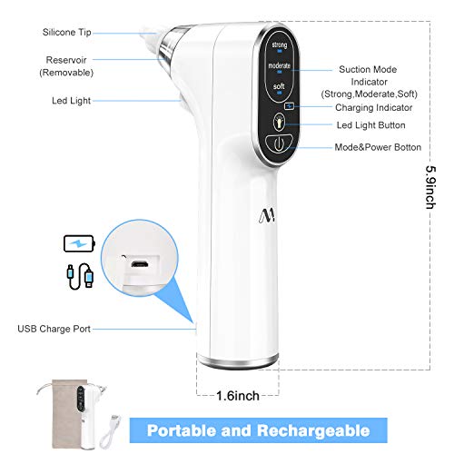 Misiki Nasal Aspirator for Baby, Baby Nose Cleaner with 3 Adjustable Suction Levels and 4 Silicone Tips, Electric Snot Sucker with Warm Light for Newborns and Toddlers, USB Charging, IPX6 Waterproof