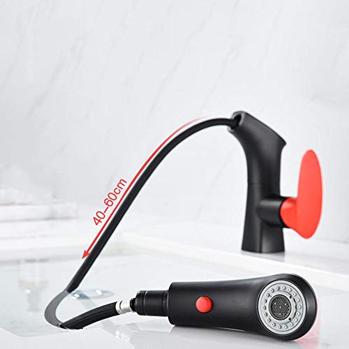 Grifo de lavabo de latón negro con acabado mate premium y caño elevable 2