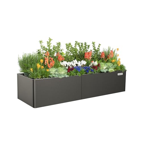 Vego garden Modern Raised Garden Bed 17' Tall 27' x 83' Heavy Metal Planter for Trees Plants Flowers Double-Walled Steel Planters for Commercial Residential Patio, Urban Charcoal
